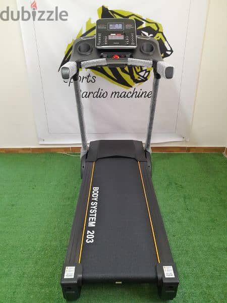 treadmill body systems 203 ,3hp motor power, automatic anicline, aux 1