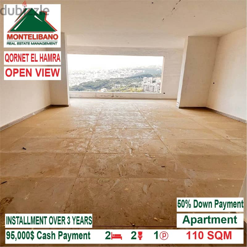 95,000$ Cash Payment!! Apartment for sale in Qornet El Hamra!! 0