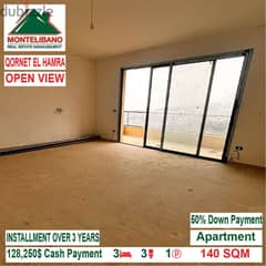 128,250$ Cash Payment!! Apartment for sale in Qornet El Hamra!!