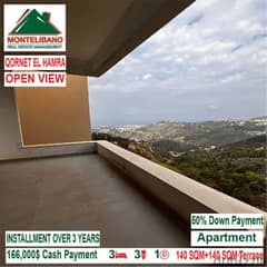 166,000$ Cash Payment!! Apartment for sale in Qornet El Hamra!!