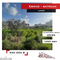 Land for sale in Batroun Ebrine 1250 SQM ref#jcf3231