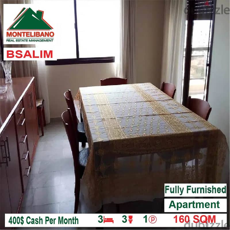400$/month !! fully furnished apartment in Bsalim for rent!! 2