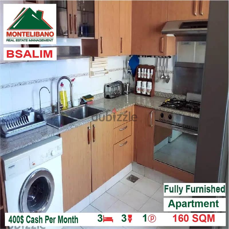 400$/month !! fully furnished apartment in Bsalim for rent!! 4