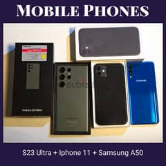 Samsung S23 Ultra 512Gb + apple iPhone 11 128gb + Samsung A50 128gb