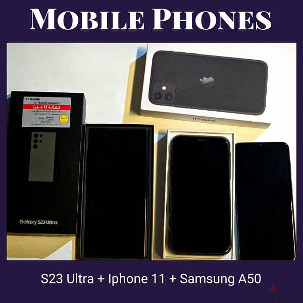 Samsung S23 Ultra 512Gb + apple iPhone 11 128gb + Samsung A50 128gb 1