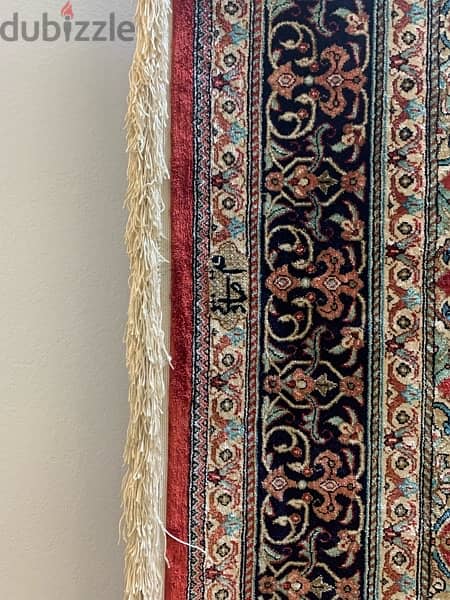 سجادة حرير ممضية من قم Persian silk carpet 2