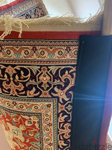 سجادة حرير ممضية من قم Persian silk carpet 3