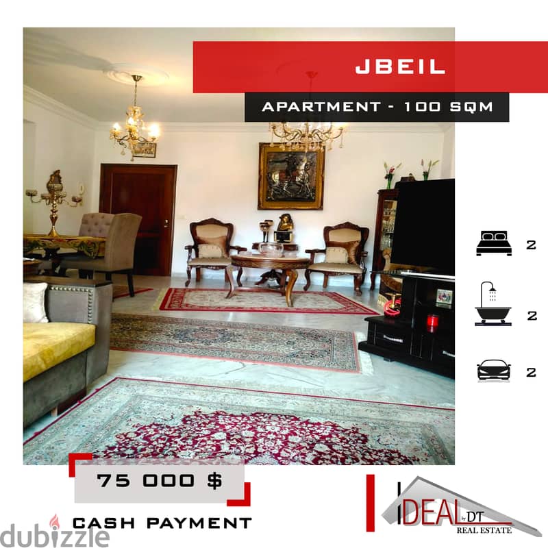 75 000$ Apartment for sale in jbeil 100 SQM REF#JH17161 0