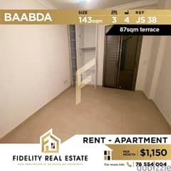 Apartment for rent in Baabda JS38 0