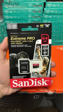 Sandisk Extreme pro microsdxc uhs-I card with adapter 64gb U3 A2 v30 a 0
