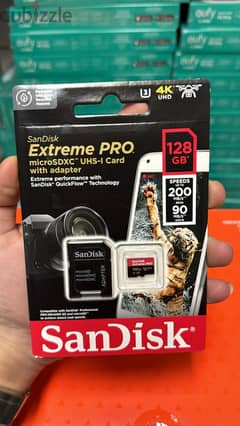 Sandisk Extreme pro microsdxc uhs-I card with adapter 128gb U3 A2 v30