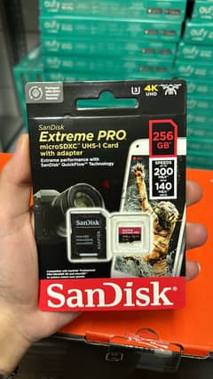Sandisk Extreme pro microsdxc uhs-I card with adapter 256gb U3 A2 v30 0