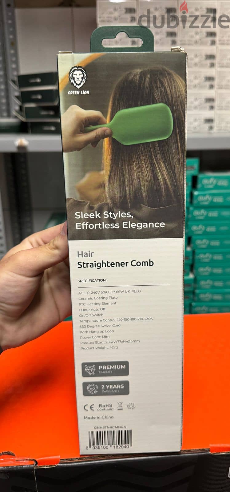 Green lion Hair Straightener Comb 1