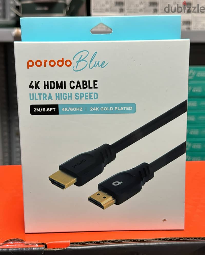 Porodo blue 4k hdmi cable 2m best & amazing price 0