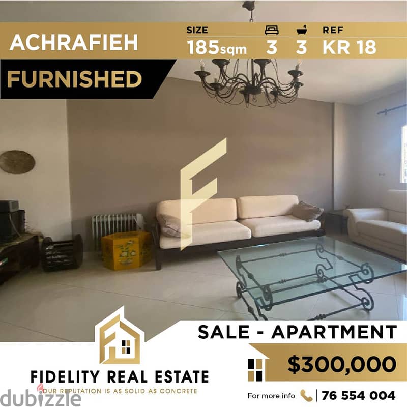 Apartment for sale in Achrafieh - Furnished KR18 0