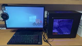 gaming pc with keyboard and gaming mouse E-blue + monitor AOC 0
