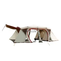Large Family Camping Tent Light Khaki 6-Door Automatic Outdoor Tent 0