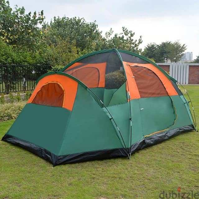 Large Family Camping Tent, Outdoor Army Green Garden Tent, 8 People 4