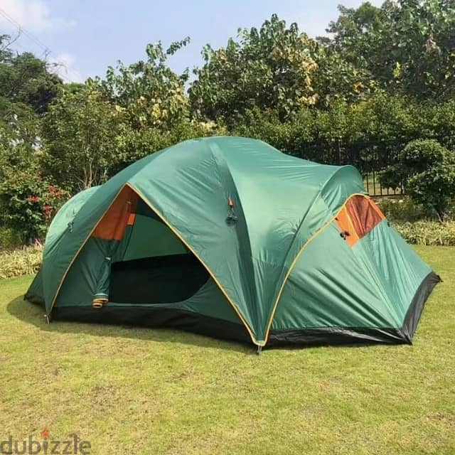 Large Family Camping Tent, Outdoor Army Green Garden Tent, 8 People 5
