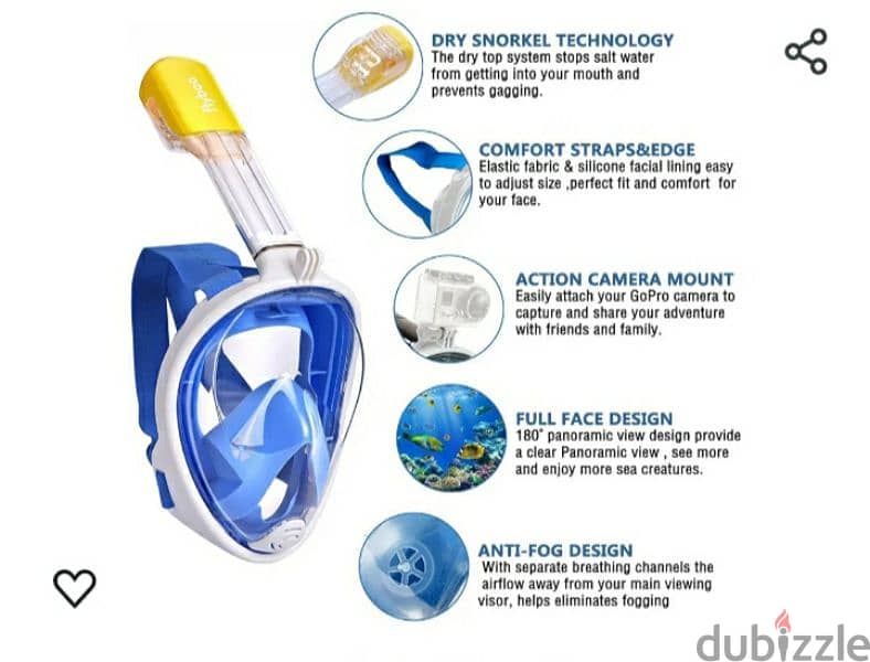 FLYBOO REVOLUTIONARY full dry snorkeling Mask/ 3 $ delivery 10