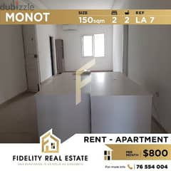 Apartment for rent in Achrafieh Monot LA7
