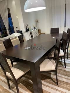 Dining table Brown wood (wenge color) 8 seats. 390$ (without chairs)