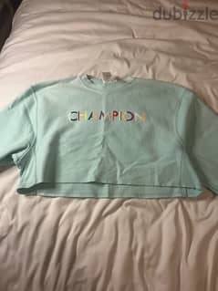 Champion turquoise cropped hoodie