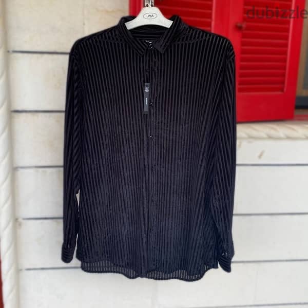 INC Black Velvet Long Sleeve Shirt. 1