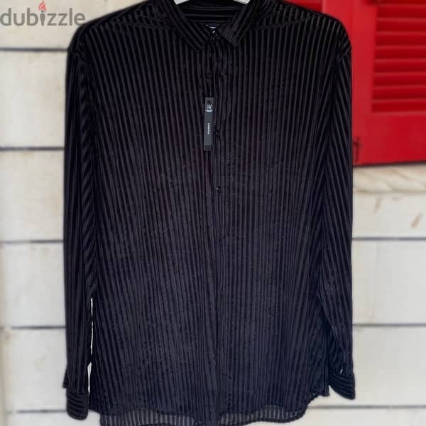 INC Black Velvet Long Sleeve Shirt. 2