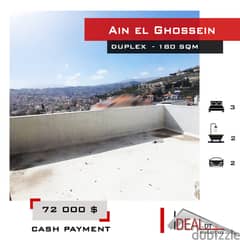 Duplex for sale in zahle ain el ghossein 180 sqm ref#ab16032