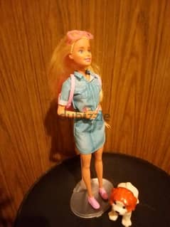 Barbie TRAVEL &PUPPY PLAY FASHIONISTAS great unflex doll +2 bags=18$