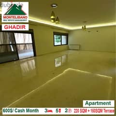 600$/Cash Month!! Apartment for rent in Ghadir!!