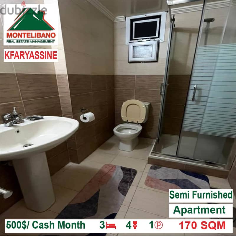 500$/Cash Month!! Apartment for rent in Kfaryassine!! 4