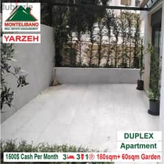 1500$!! Duplex Apartment for rent located in Yarzeh