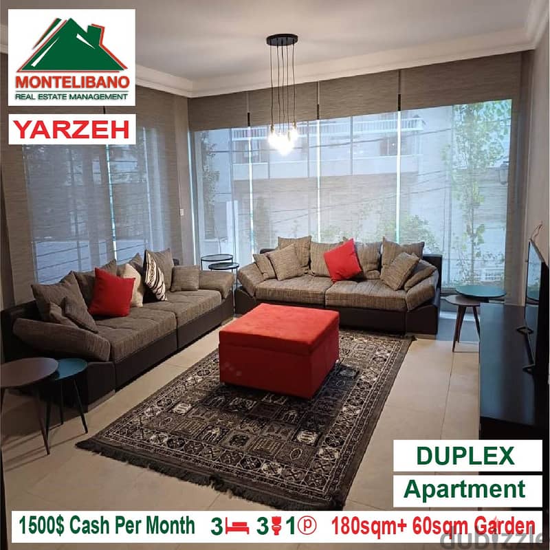 1500$!! Duplex Apartment for rent located in Yarzeh 2