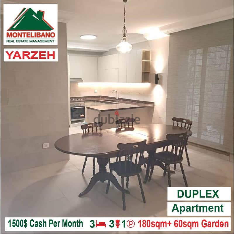 1500$!! Duplex Apartment for rent located in Yarzeh 6