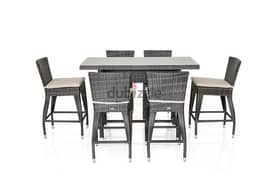 Rattan bar set. table with 6 chairs , Aluminium 0