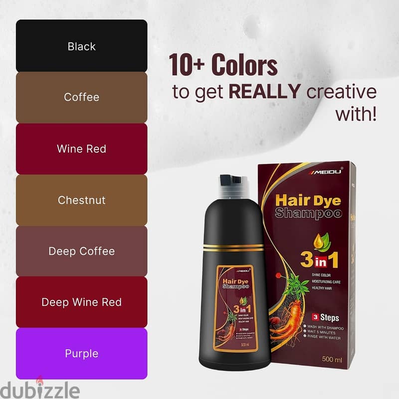 Meidu Hair Dye Shampoo, 3-in-1 Natural White Hair Dye 500ml 2