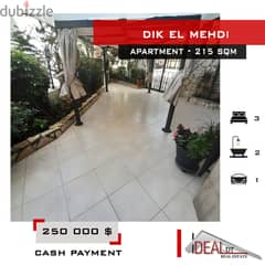 Furnished apartment for sale in Dik el Mehdi 215 SQM REF#AG20177
