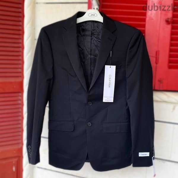 CALVIN KLEIN Stretch Slim Fit Black Suit Blazer. 1