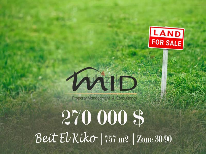 Beit El Kiko | 747m² Land | 30/90 | Road Access | Close to Main Road 1