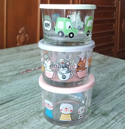 cute cartoon pirex glass mini tapperwers