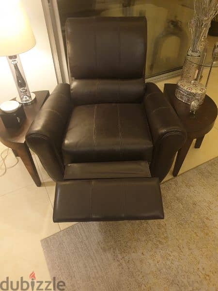 lazy boy dark brown leather arm chair 1