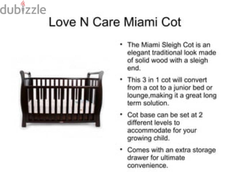 LoveNCare Miami Cot 3 In 1 (With drawer and beddings) - Like New 2