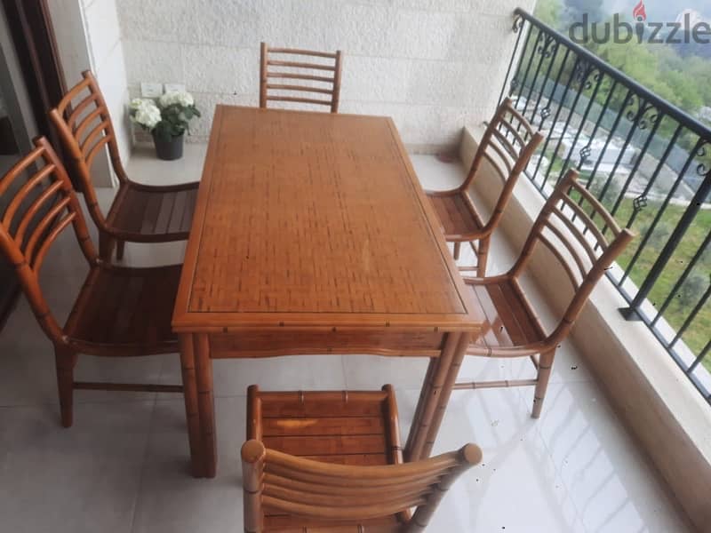 bamboo wood dining table and chairs 1