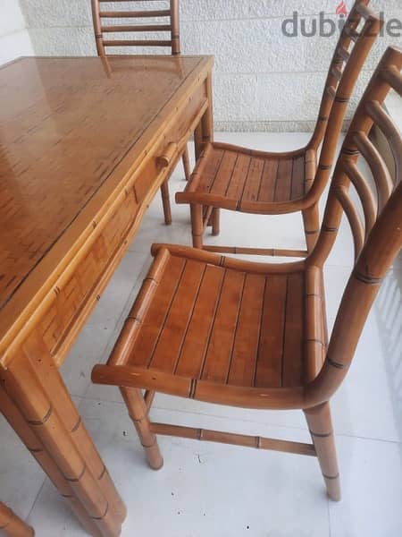 bamboo wood dining table and chairs 2