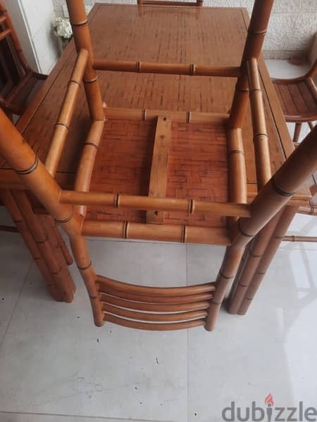 bamboo wood dining table and chairs 3