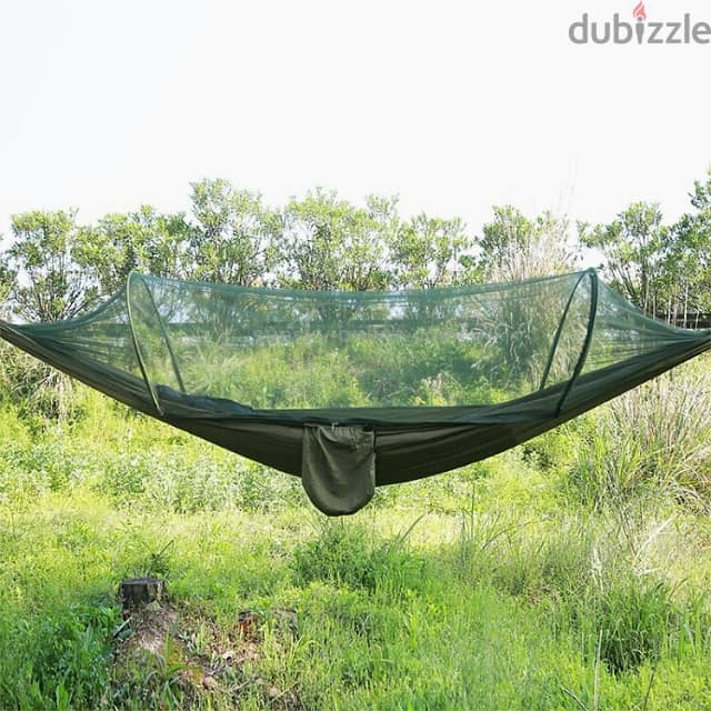 Outdoor Sleeping Hammock with Mosquito Netting, Green, 200Kg 1