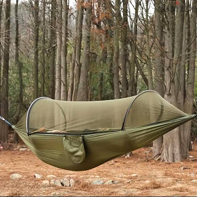 Outdoor Sleeping Hammock with Mosquito Netting, Green, 200Kg 3