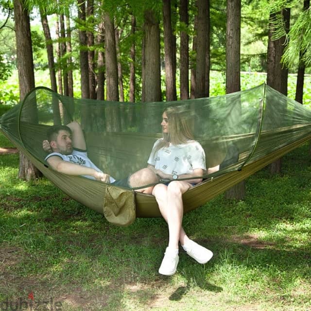 Outdoor Sleeping Hammock with Mosquito Netting, Green, 200Kg 5